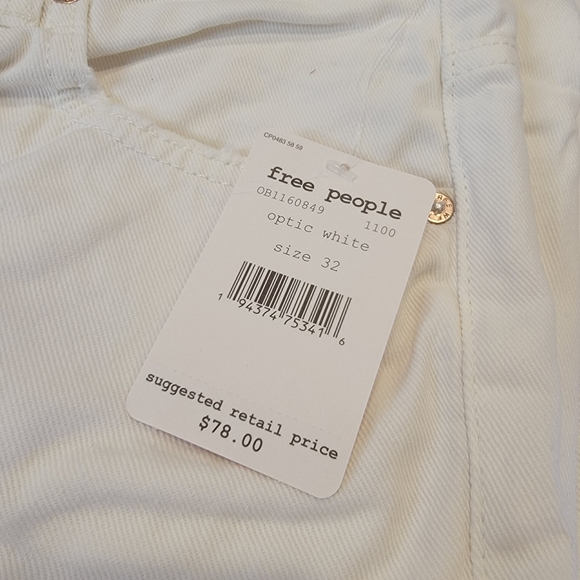 Free People Maggie Mid Rise Straight Leg Jeans Size 32 NWT! White Button Fly - Picture 7 of 15